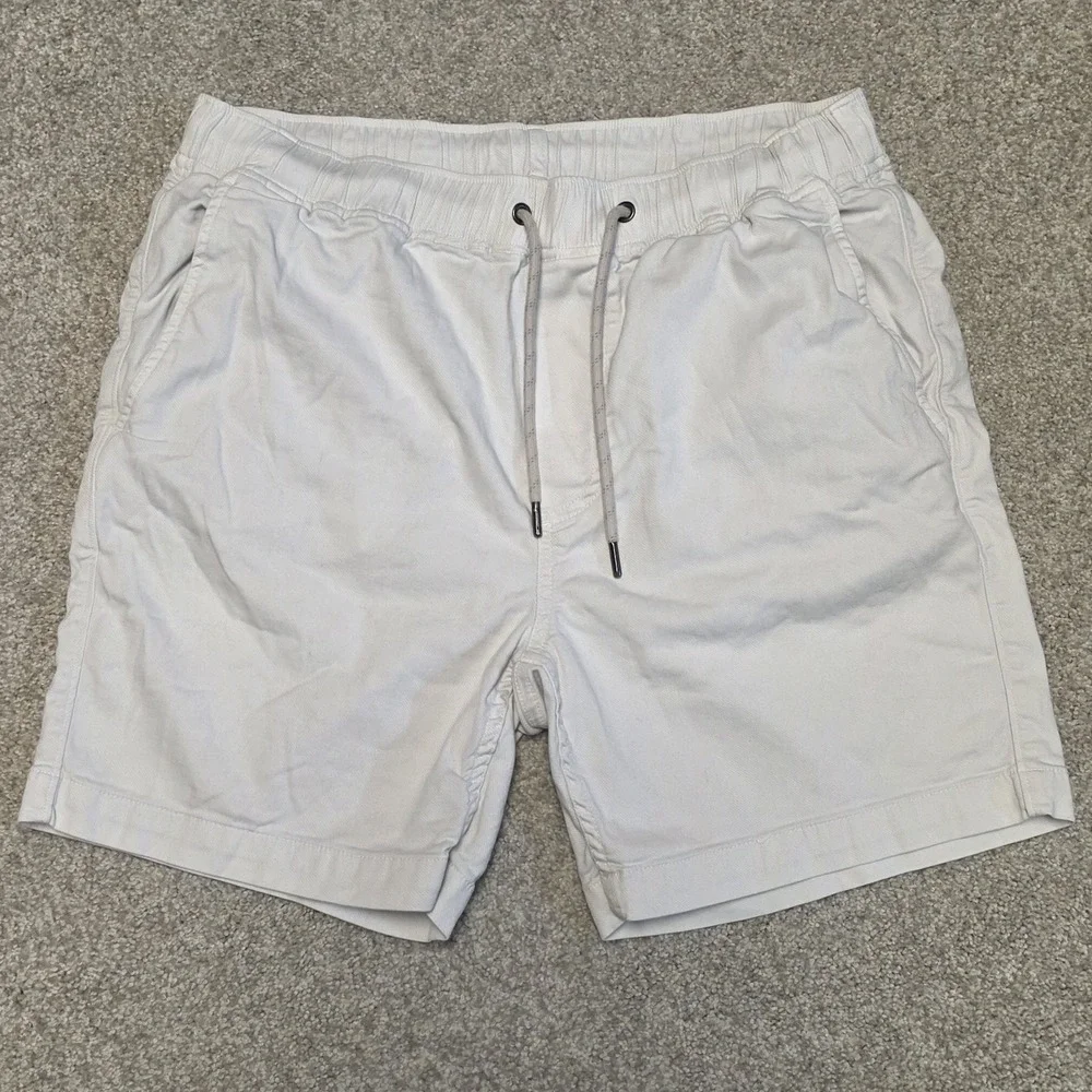 Faherty Essential Drawstring Short Mens Small Khaki Cotton Linen 6